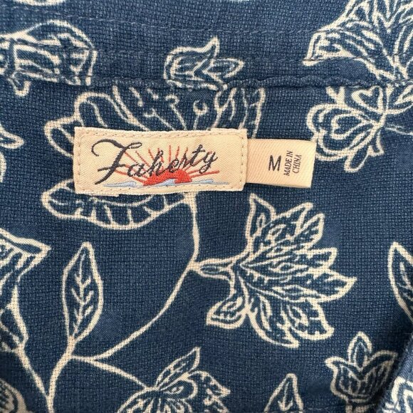 Faherty Cameo Cove Dress Navy Plains Floral Cotton Size Medium Resortwear - Picture 10 of 13